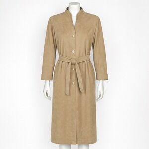 Vtg Count Romi Suede Leather Long Trench Coat Belted Jacket M L 10 Boho Western